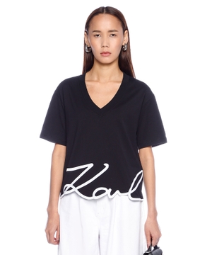 Karl Signature V-neck T-shirt