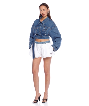 Kəmərli denim gödəkçə