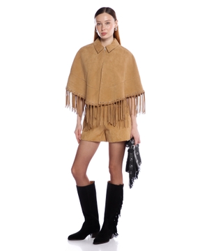 Short suede fringed coat