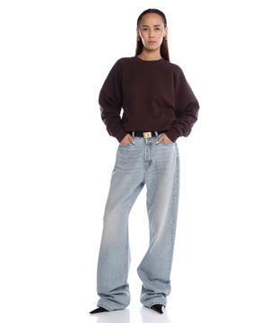 V-waist Long Baggy denim şalvar