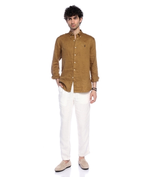 Polo Pony-embroidered linen shirt