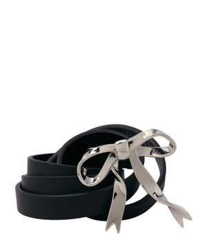 Slim leather bow belt