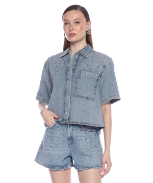 Studded denim shirt