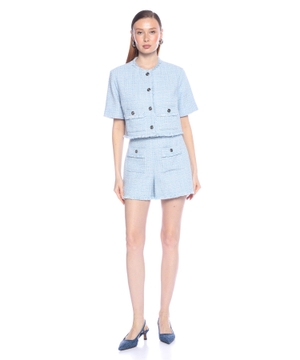 Tweed shorts with belt