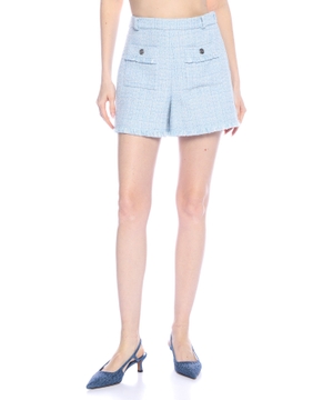 Tweed shorts with belt