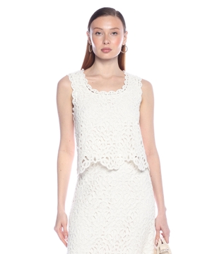Crochet-knit sleeveless top