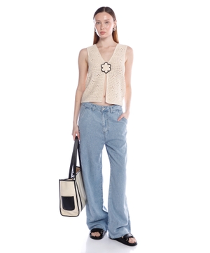 Enli biçimli denim şalvar