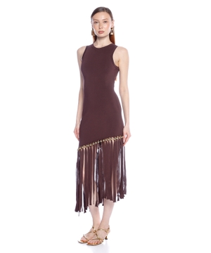 Fringed And Beaded Maxi Dress