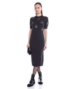 Wool dress with embroideries