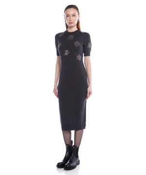Wool dress with embroideries