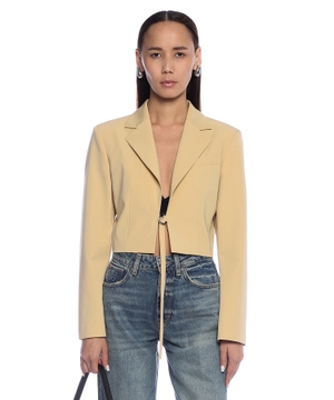 Cropped regular-fit blazer with belt closure