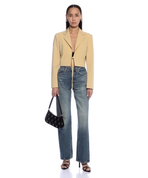 Cropped regular-fit blazer with belt closure