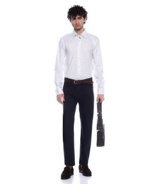 Regular-fit shirt in printed stretch-cotton poplin