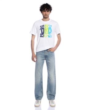 Dalğalı printli pambıq t-shirt