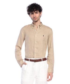 Polo Pony-embroidered linen shirt