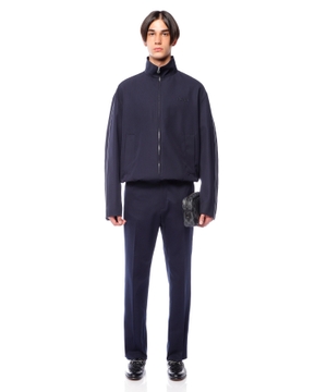 Embroidered wool twill jacket