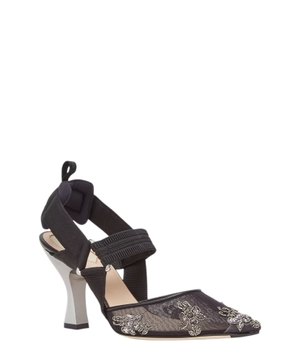 Туфли slingbacks с сеткой и вышивкой