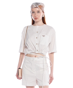 Striped cotton and silk shirt