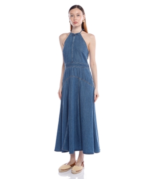 Halter bağlanmalı denim don