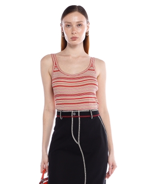Striped top in silk and cotton