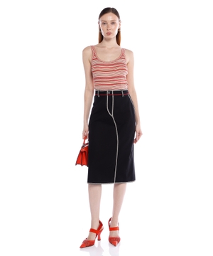 Striped top in silk and cotton