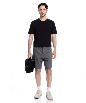 Stretch-cotton t-shirt with logo collar