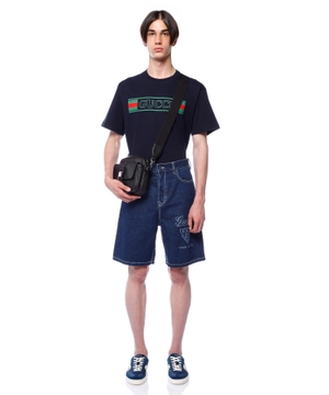 Logo denim shorts