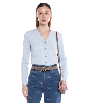 Fine cotton GG jacquard cardigan