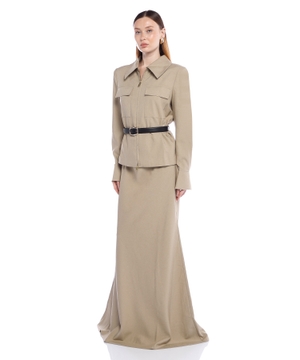 Sleeveless twill maxi dress