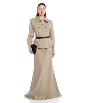 Sleeveless twill maxi dress