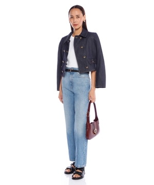 Düz biçimli denim şalvar