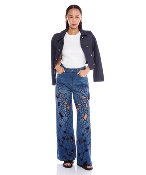 Naxışlı denim şalvar
