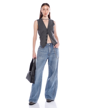 Logo-embossed balloon jeans