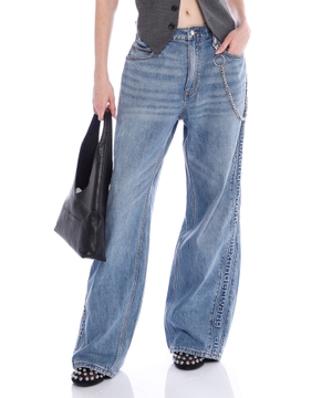 Logo-embossed balloon jeans