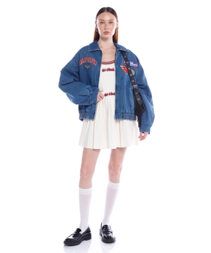 Oversized embroidered denim jacket