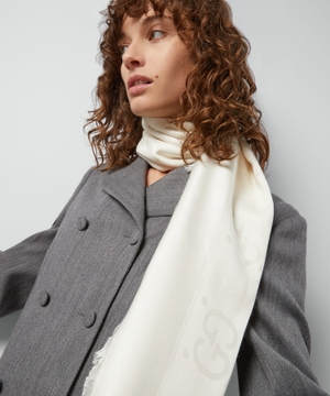 GG jacquard silk wool shawl