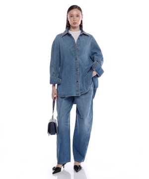 Kokon biçimli denim şalvar