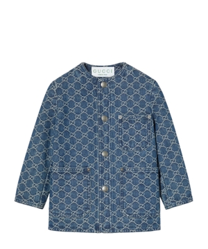 Monoqram printli denim gödəkçə