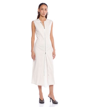 Gabardine midi dress with zip
