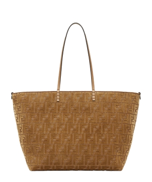 Roll Large Cappuccino FF jacquard velvet bag