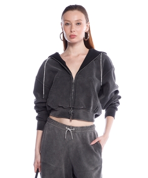 Rhinestone drawcord jacket