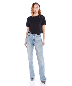 Floral embroidery T-shirt