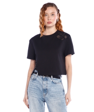 Floral embroidery T-shirt