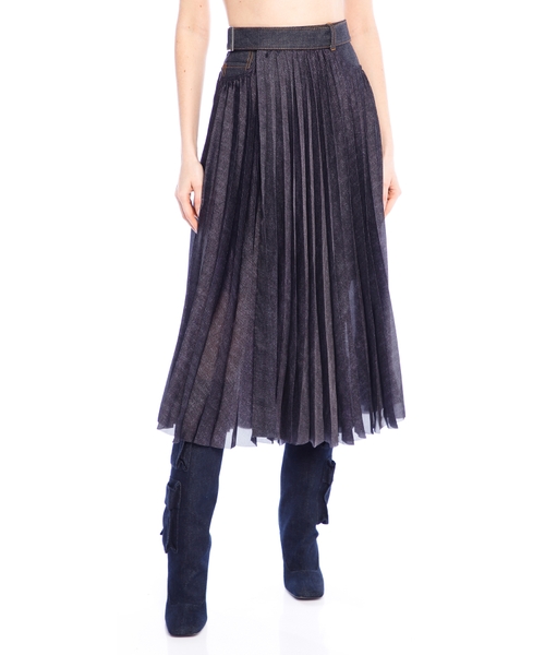 Pliseli denim ətək