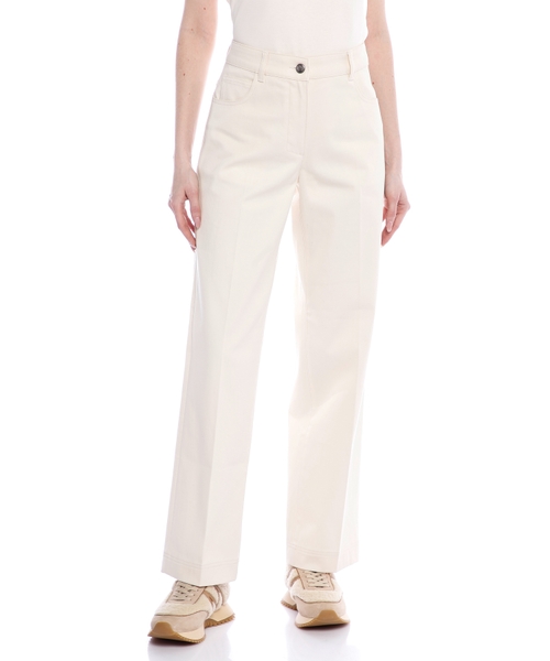 Cotton Gabardine Straight Leg Pants