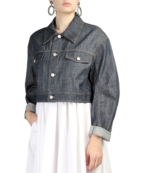 Göy rəngli cins pencək