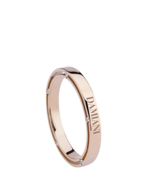 D.Side pink gold and diamond wedding band, 2,50 mm