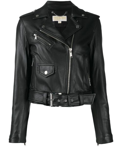 Black cropped leather jacket Emporium