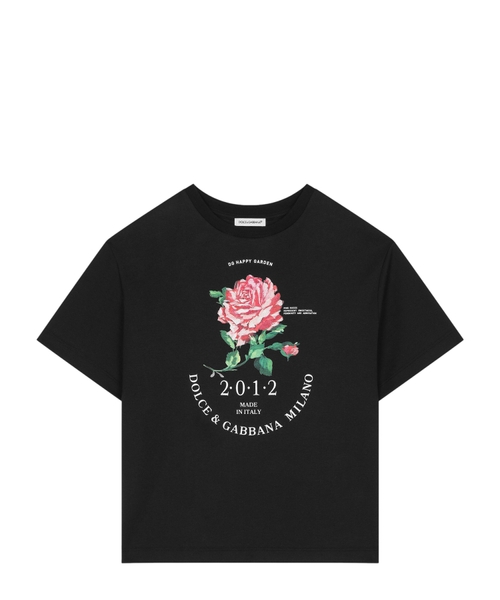 Loqo və qızılgül printli T-shirt