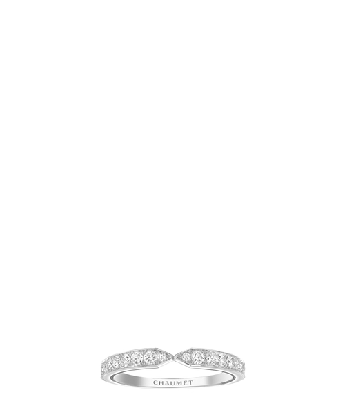 Plume wedding band 2.5 mm platinium diamonds Emporium